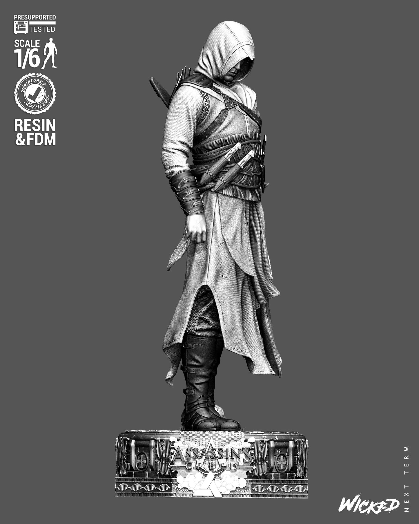 Altaïr Ibn-La’Ahad Sculpture (75mm to 500mm) - Assassins Creed -Unassembled/Unpainted/3D Print