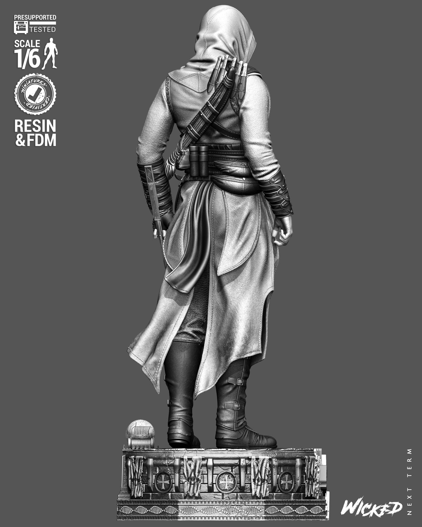 Altaïr Ibn-La’Ahad Sculpture (75mm to 500mm) - Assassins Creed -Unassembled/Unpainted/3D Print