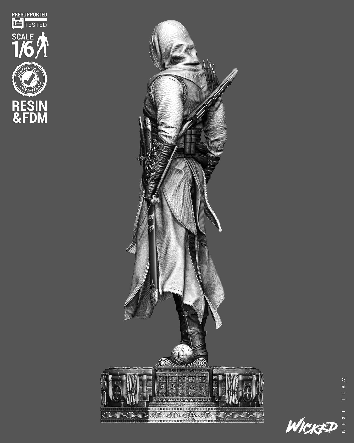Altaïr Ibn-La’Ahad Sculpture (75mm to 500mm) - Assassins Creed -Unassembled/Unpainted/3D Print