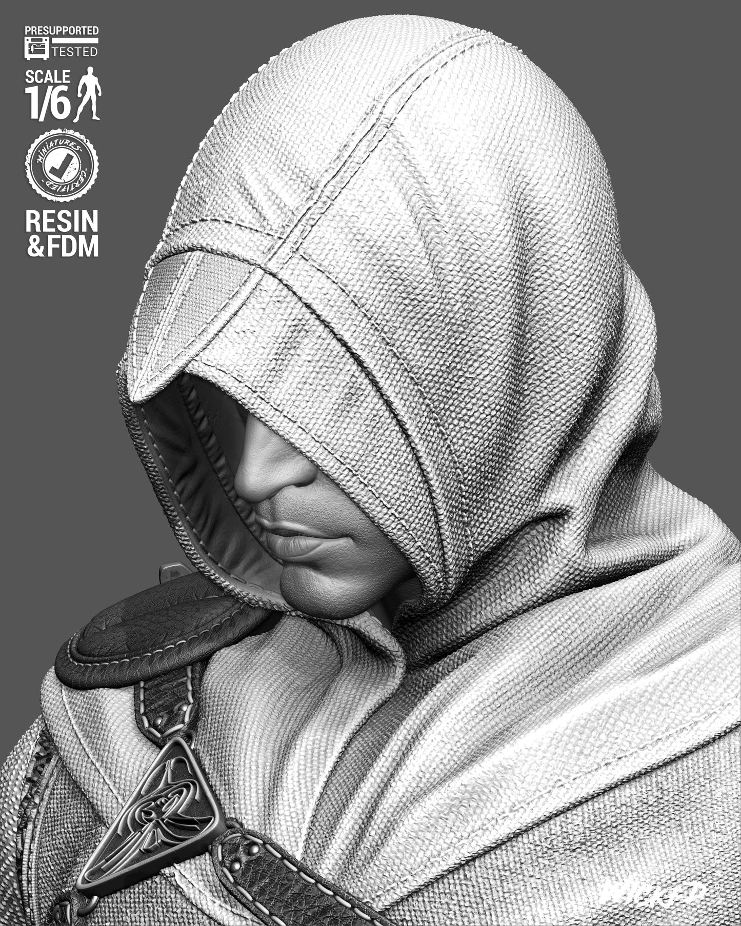 Altaïr Ibn-La’Ahad Sculpture (75mm to 500mm) - Assassins Creed -Unassembled/Unpainted/3D Print