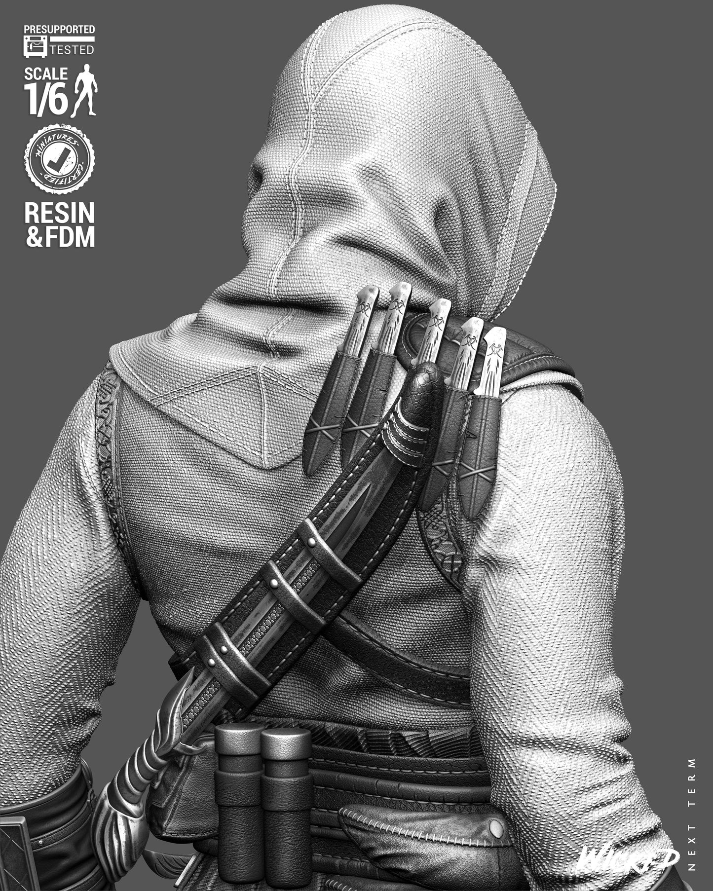 Altaïr Ibn-La’Ahad Sculpture (75mm to 500mm) - Assassins Creed -Unassembled/Unpainted/3D Print