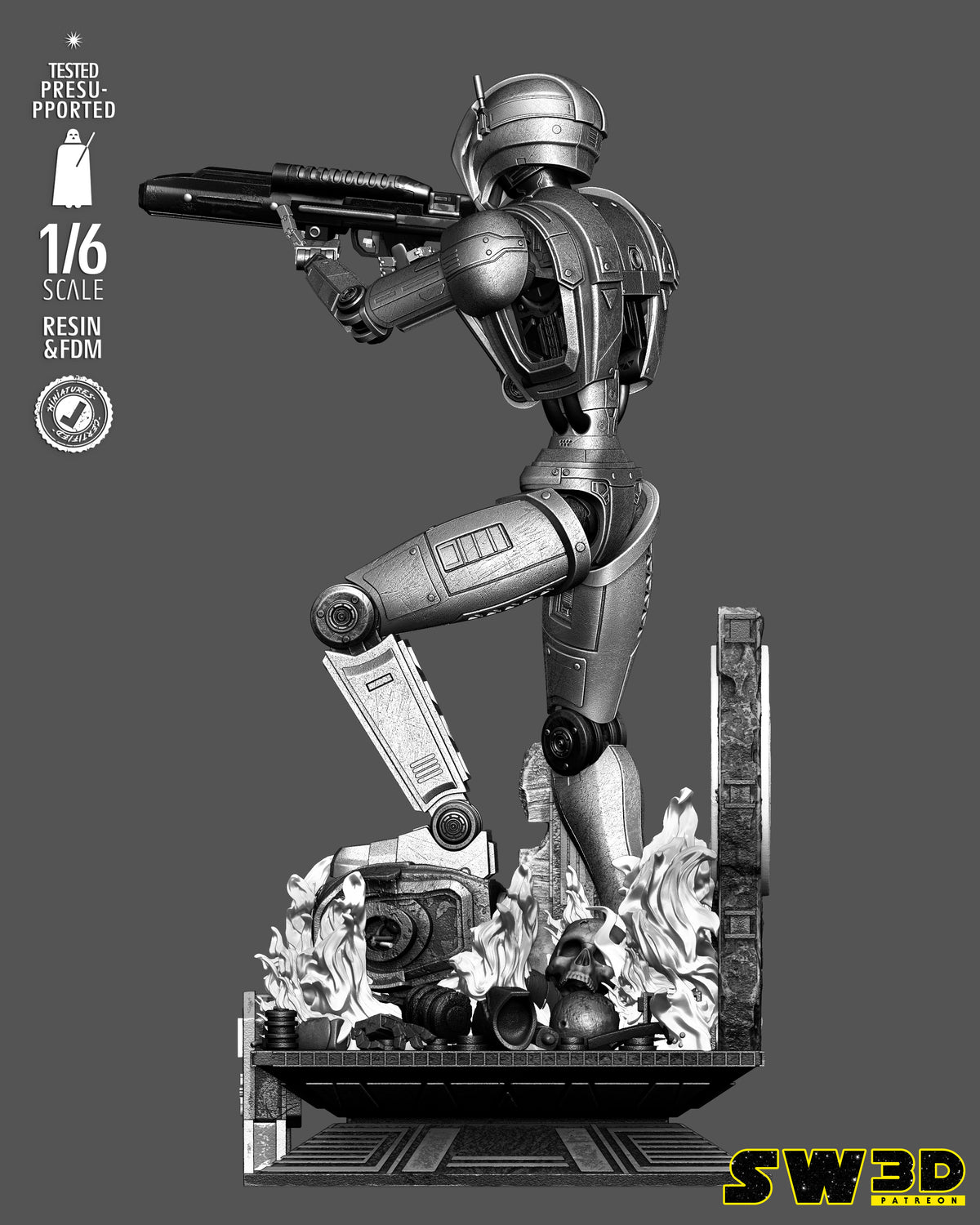 HK-47 Sculpture (75mm to 500mm) - Unassembled/Unpainted/3D Print