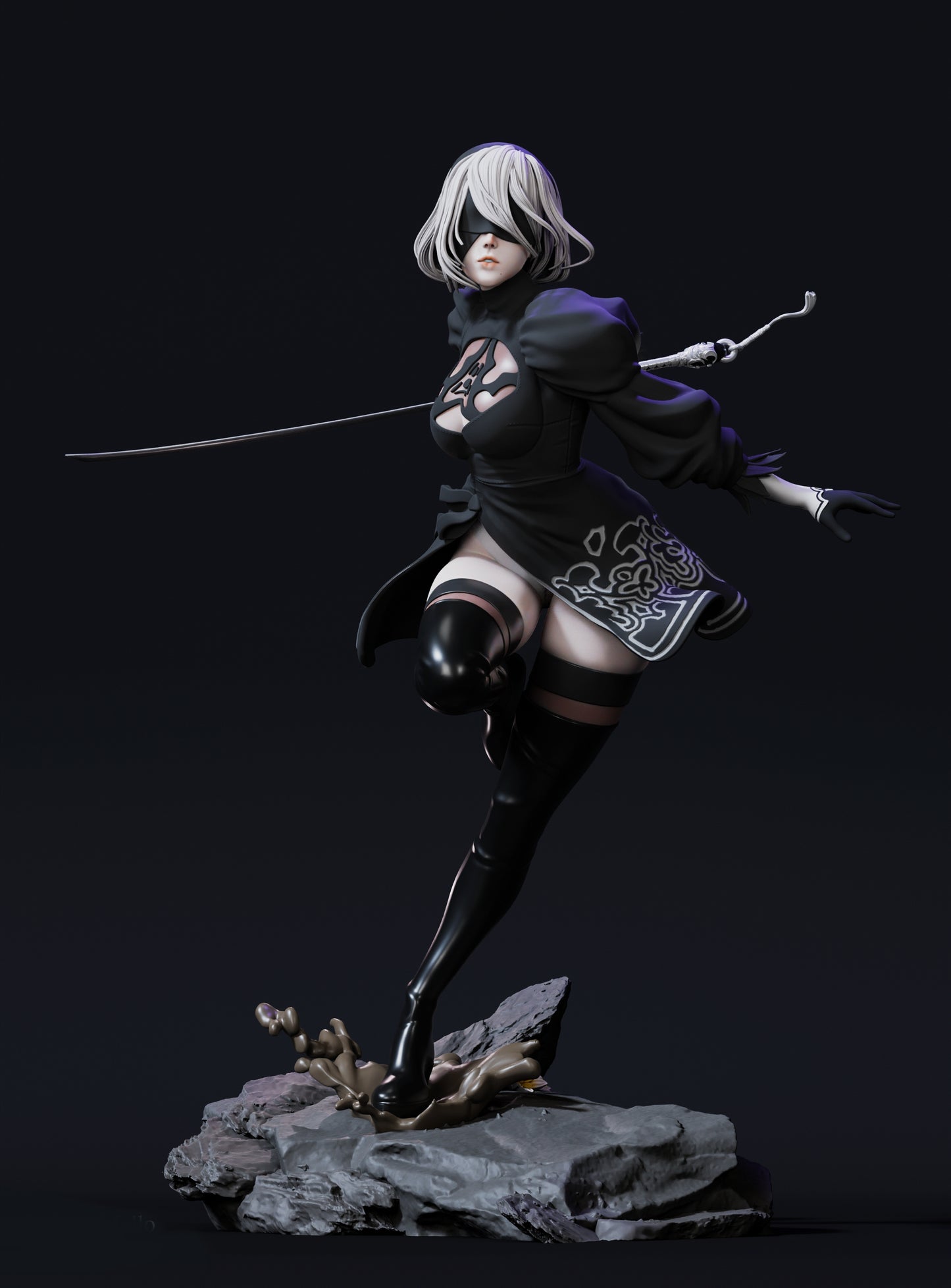 2B Nier automata Sculpture (75mm to 500mm) - Unassembled/Unpainted/3D Print