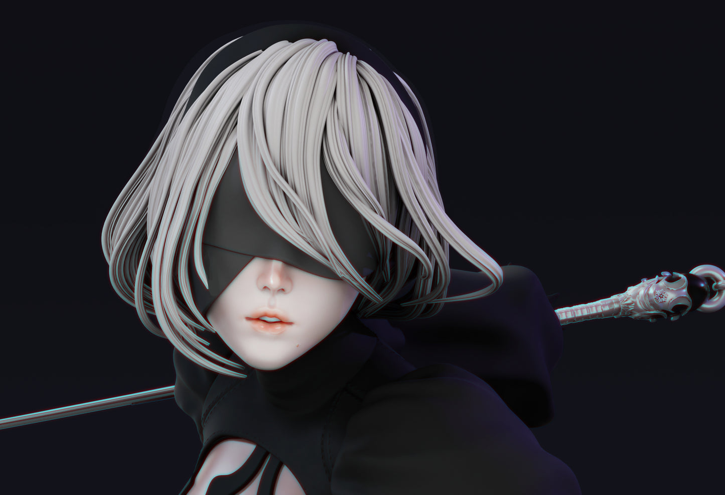 2B Nier automata Sculpture (75mm to 500mm) - Unassembled/Unpainted/3D Print