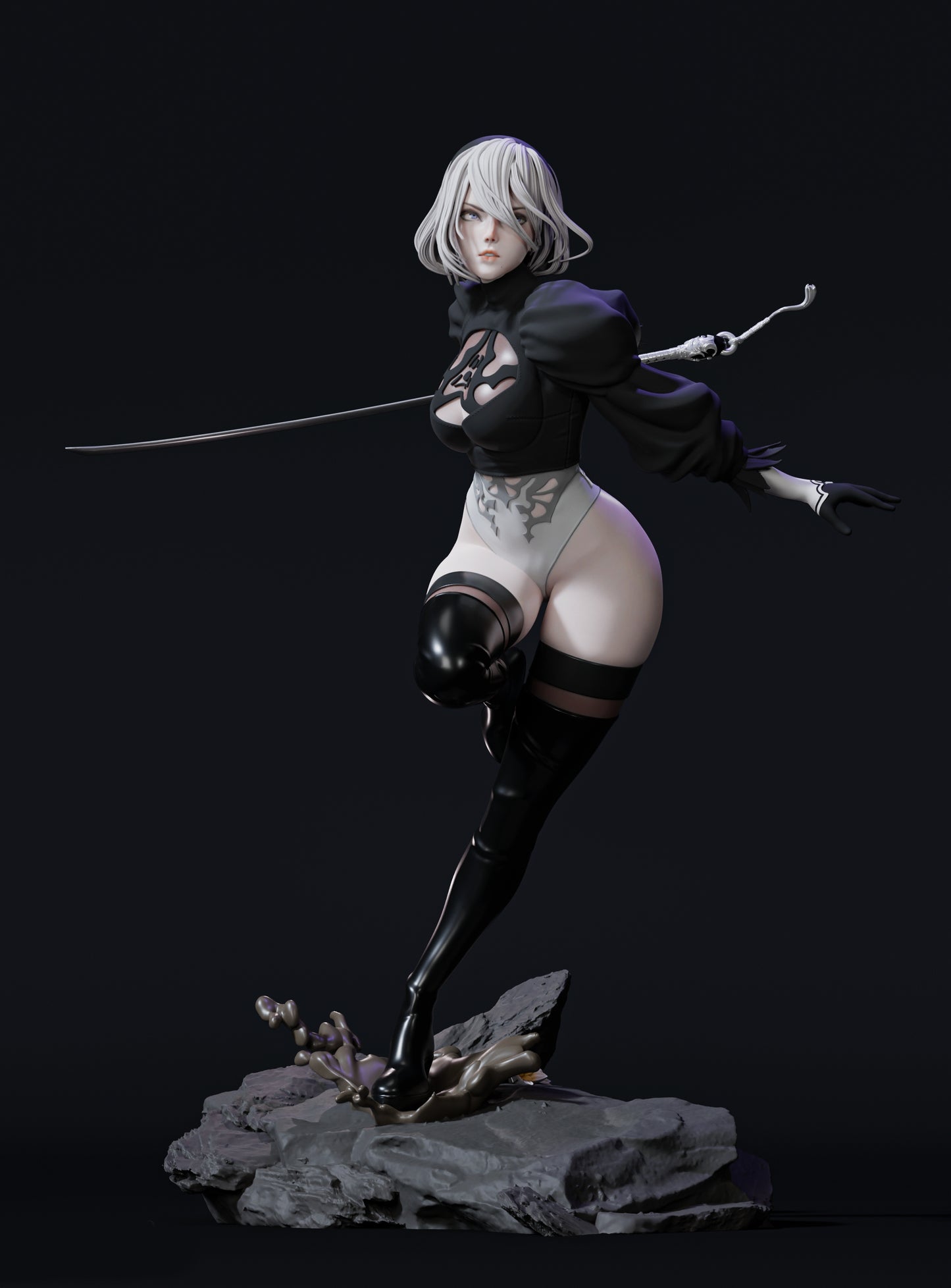 2B Nier automata Sculpture (75mm to 500mm) - Unassembled/Unpainted/3D Print