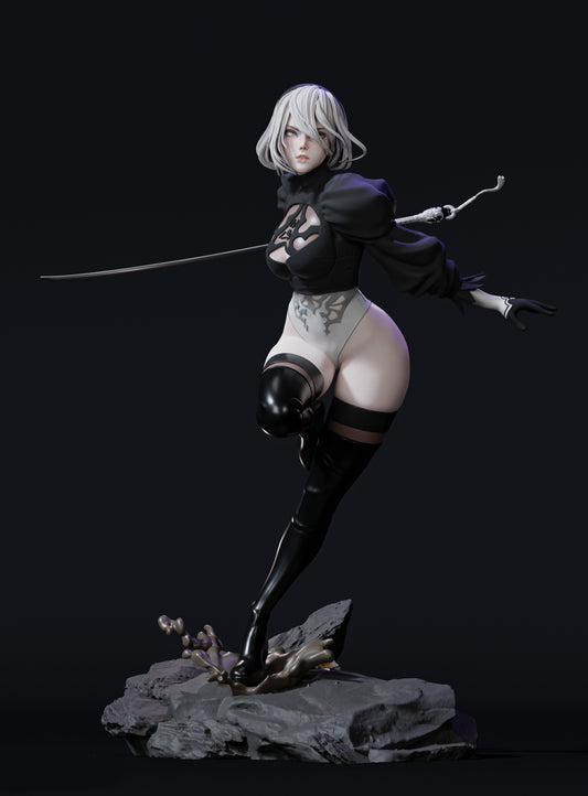 2B Nier automata Sculpture (75mm to 500mm) - Unassembled/Unpainted/3D Print