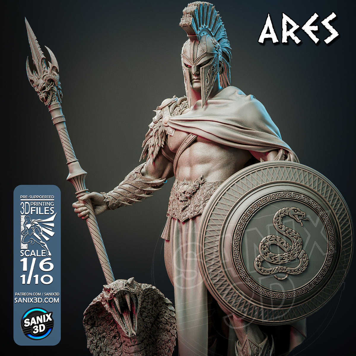 ARES ( God of War ) Sculpture(75mm to 500mm) - Unassembled/Unpainted/3D Print