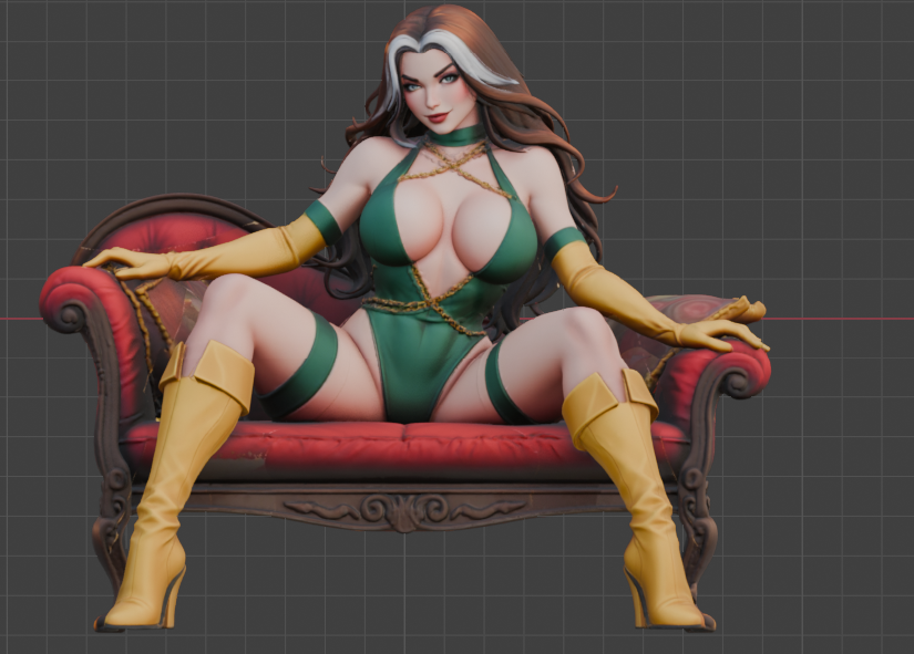 Rogue Sofa Pose Sculpture (75mm to 500mm) - Unassembled/Unpainted/3D Print