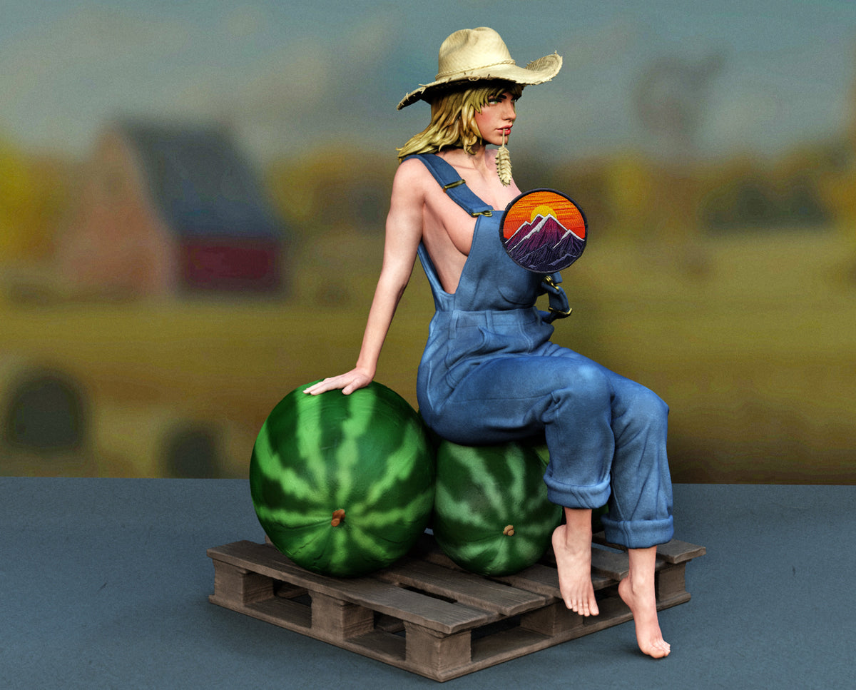 Country Girl Sculpture(75mm to 500mm) - Unassembled/Unpainted/3D Print