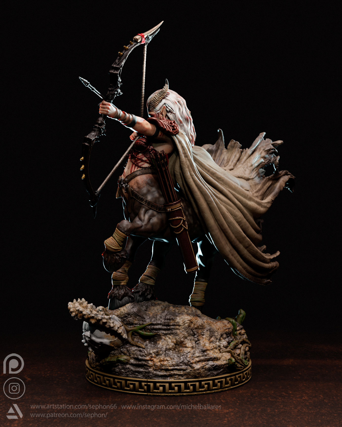 Centaur Huntress Sculpture (75mm to 500mm) - Unassembled/Unpainted/3D Print