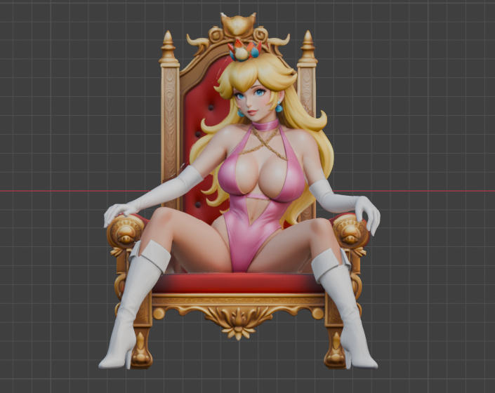 Princess Peach on Throne Sculpture (75mm to 500mm) - Unassembled/Unpainted/3D Print