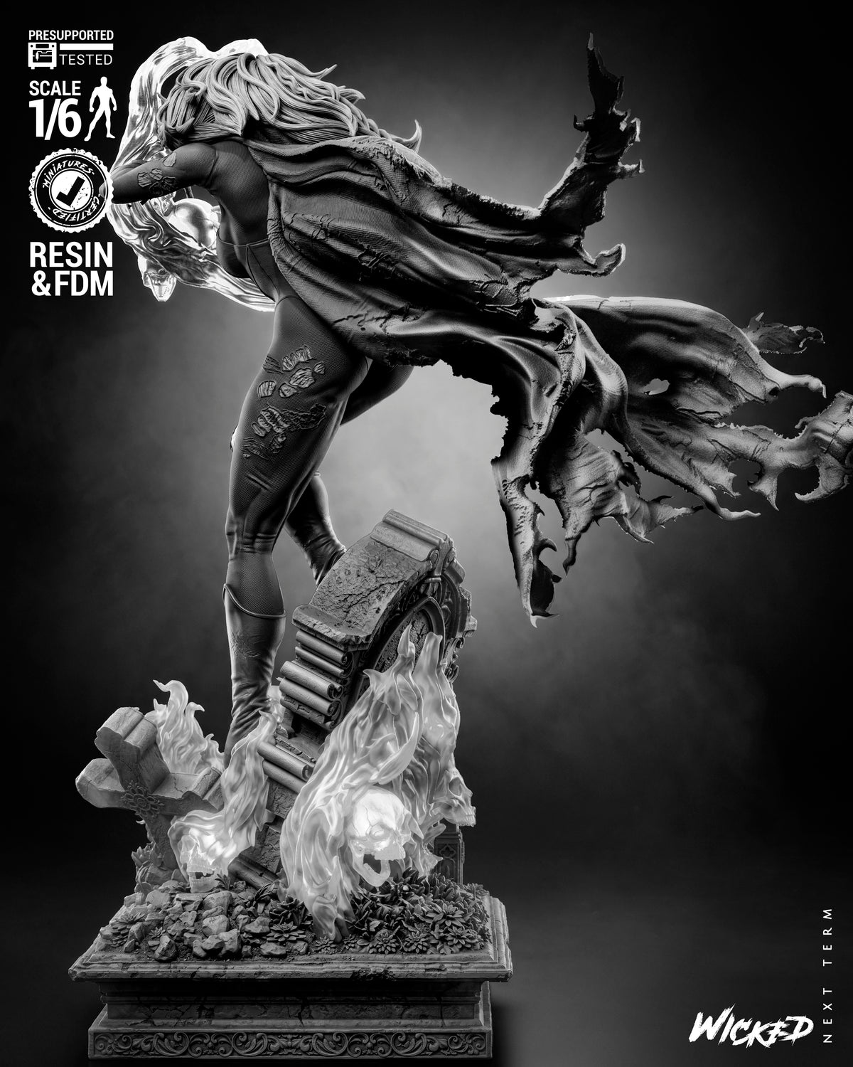 Zombie Scarlet Witch Sculpture (75mm to 500mm) - Unassembled/Unpainted/3D Print