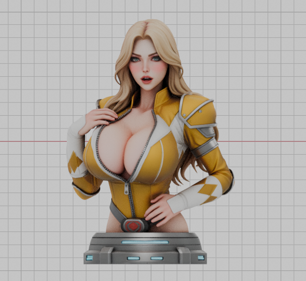 Yellow Power Ranger Bust (75mm to 500mm) - Unassembled/Unpainted/3D Print