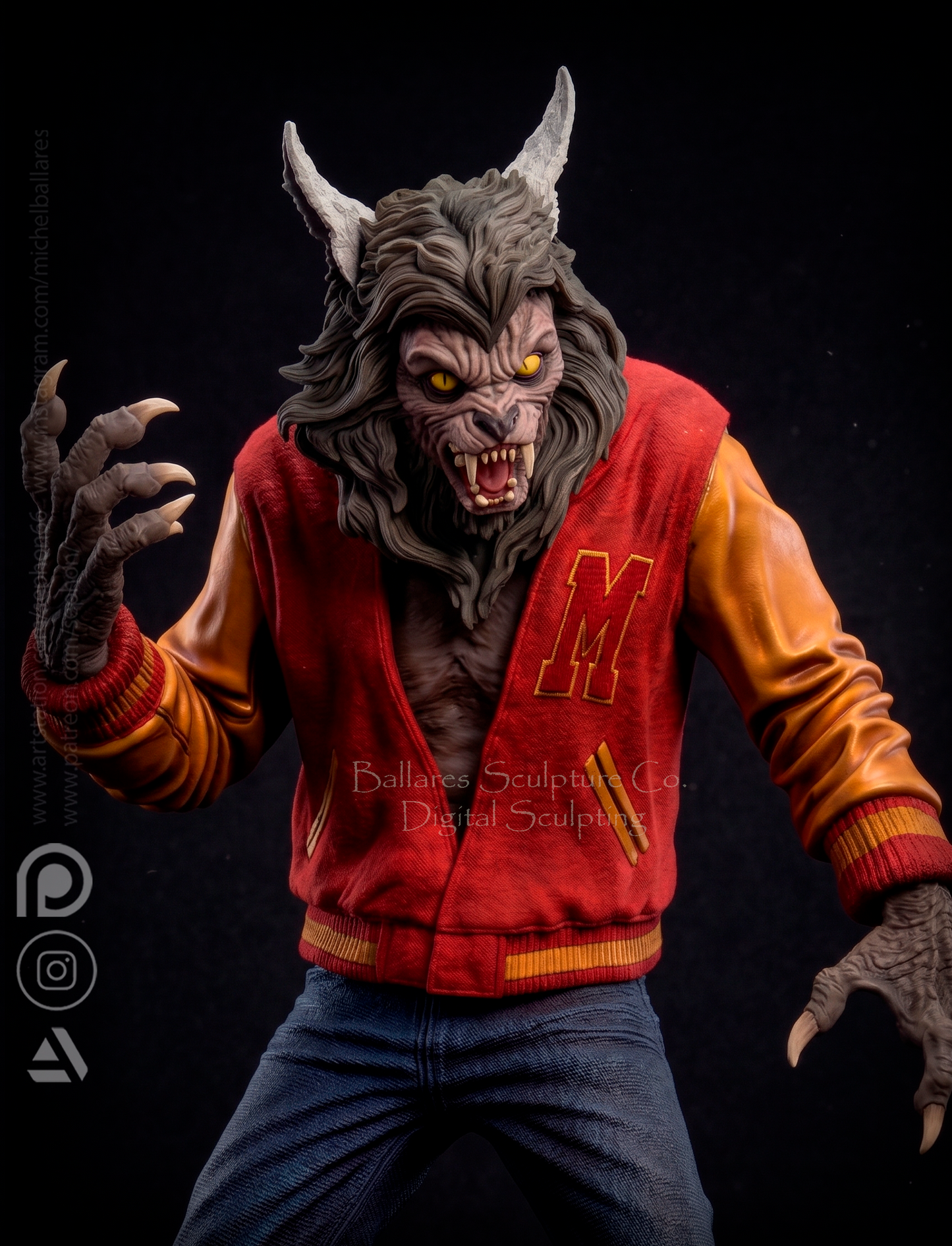 Michael Jackson's Thriller Werewolf Sculpture (75mm to 500mm) - Unassembled/Unpainted/3D Print