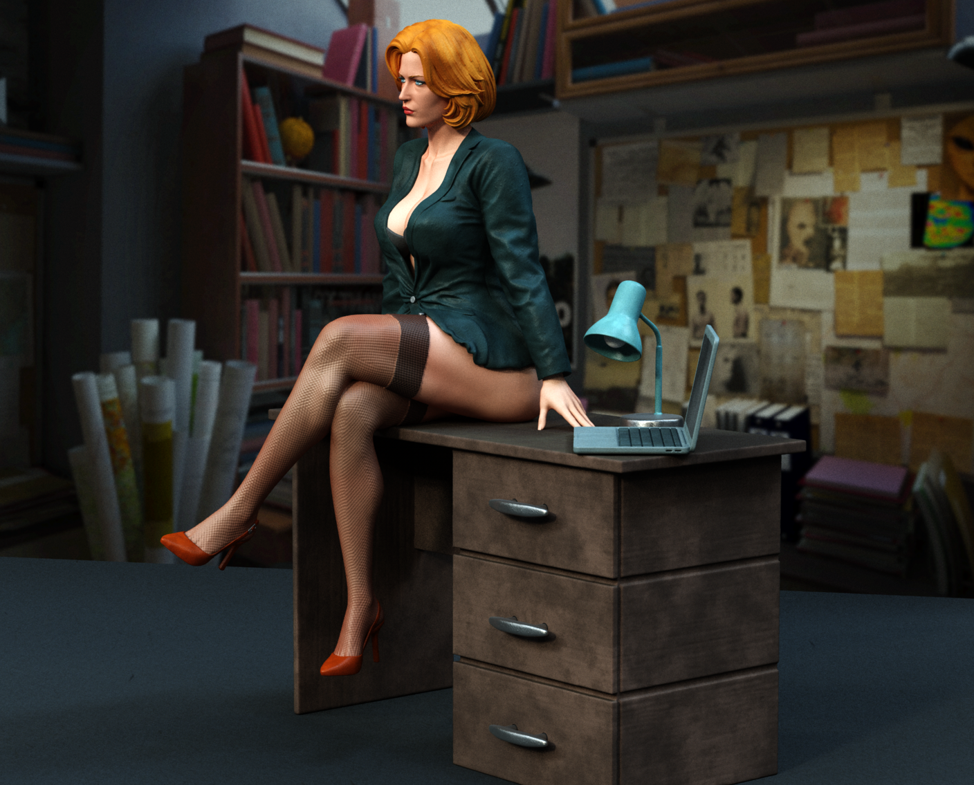 Dana Scully NSFW Sculpture (75mm to 500mm) - Unassembled/Unpainted/3D Print