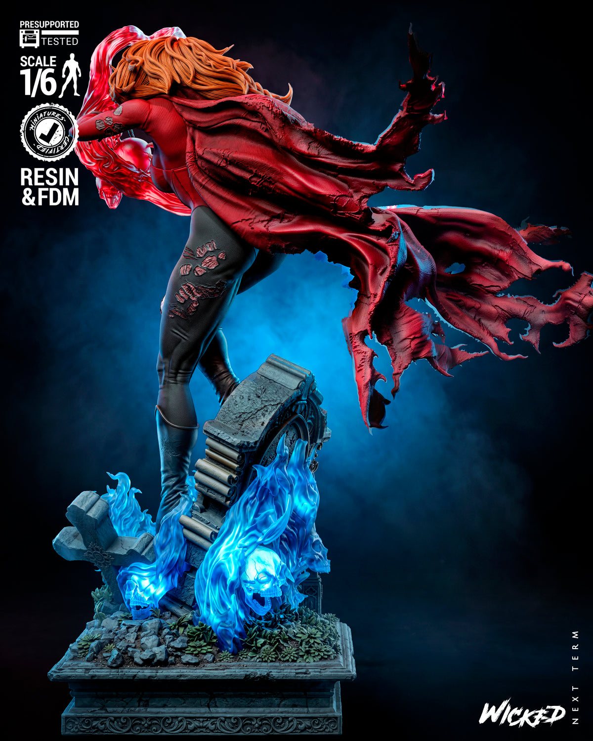 Zombie Scarlet Witch Sculpture (75mm to 500mm) - Unassembled/Unpainted/3D Print