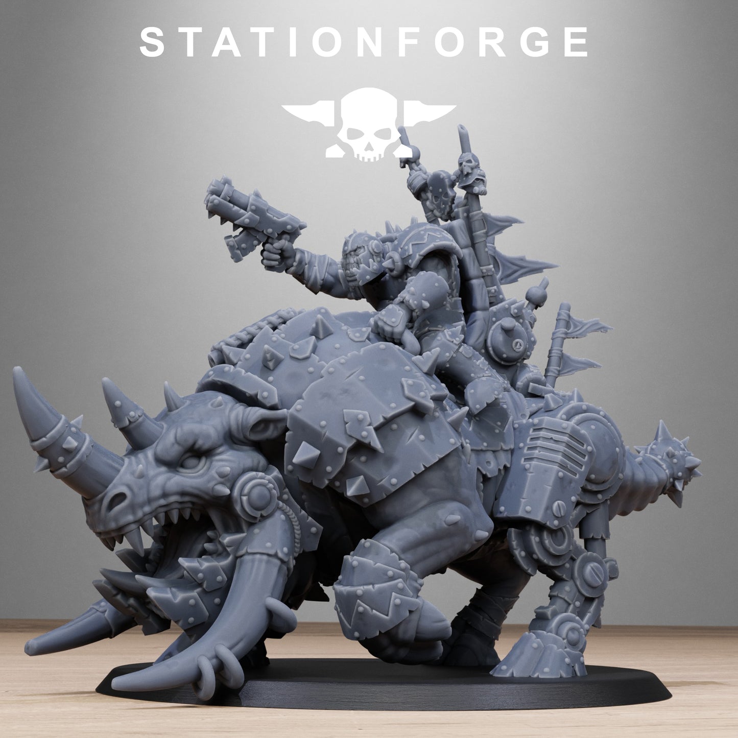 Orkaz Beast-Rider Warlord - by Station Forge  -TTRPG - Wargaming - Grimdark