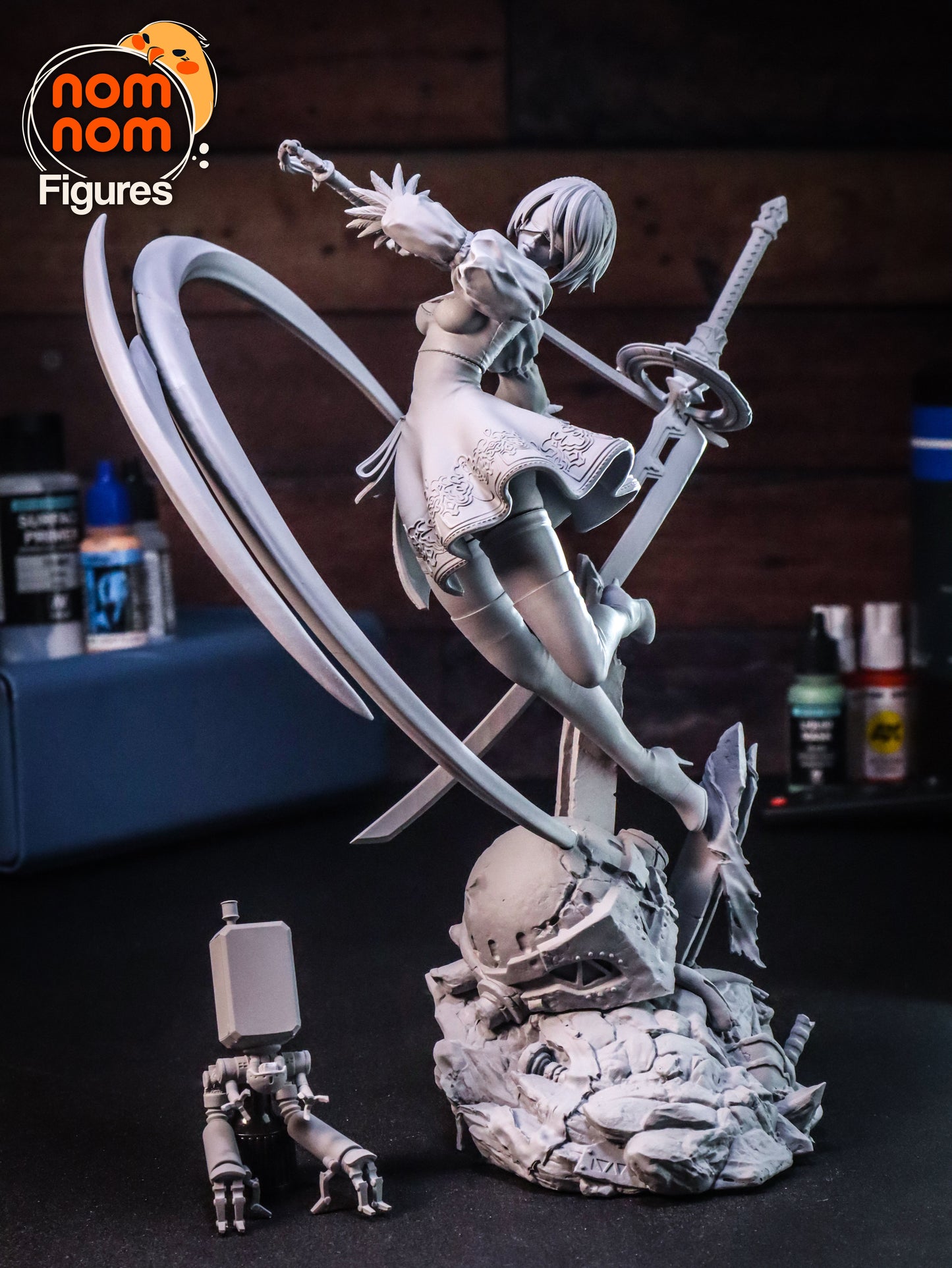 2B -Nier Automata Sculpt - by Nom Nom- Tabletop RPG Miniature - Roleplaying 3D Printed Fantasy Mini