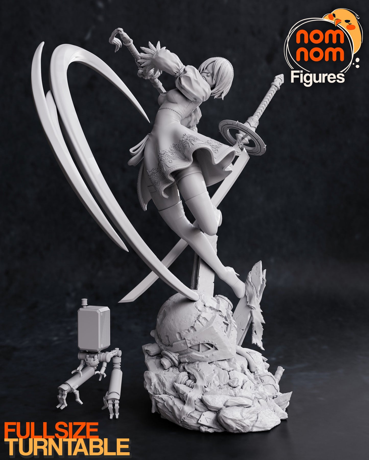 2B -Nier Automata Sculpt - by Nom Nom- Tabletop RPG Miniature - Roleplaying 3D Printed Fantasy Mini