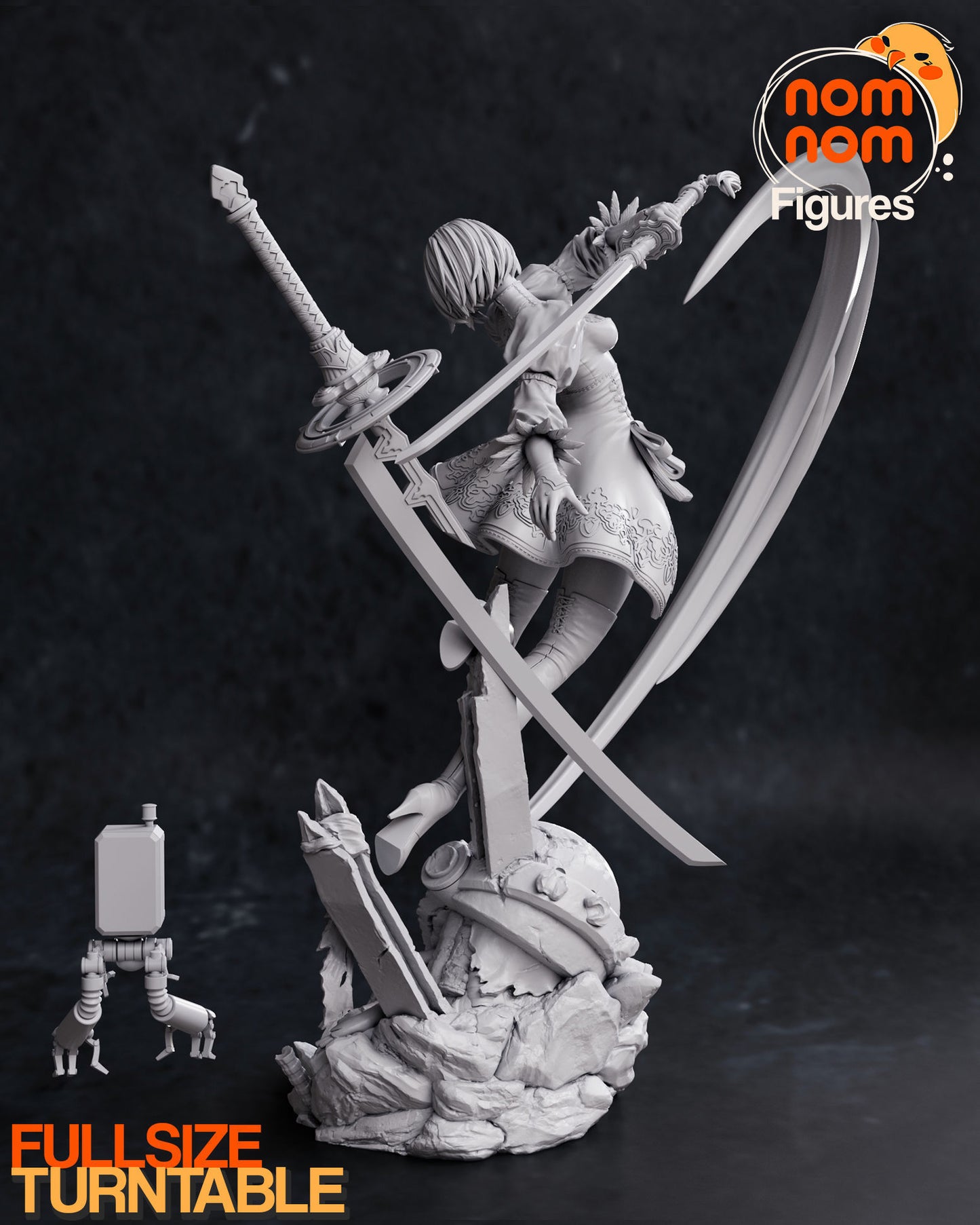 2B -Nier Automata Sculpt - by Nom Nom- Tabletop RPG Miniature - Roleplaying 3D Printed Fantasy Mini