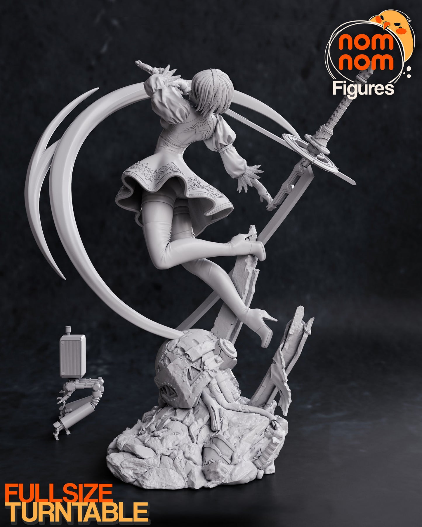 2B -Nier Automata Sculpt - by Nom Nom- Tabletop RPG Miniature - Roleplaying 3D Printed Fantasy Mini