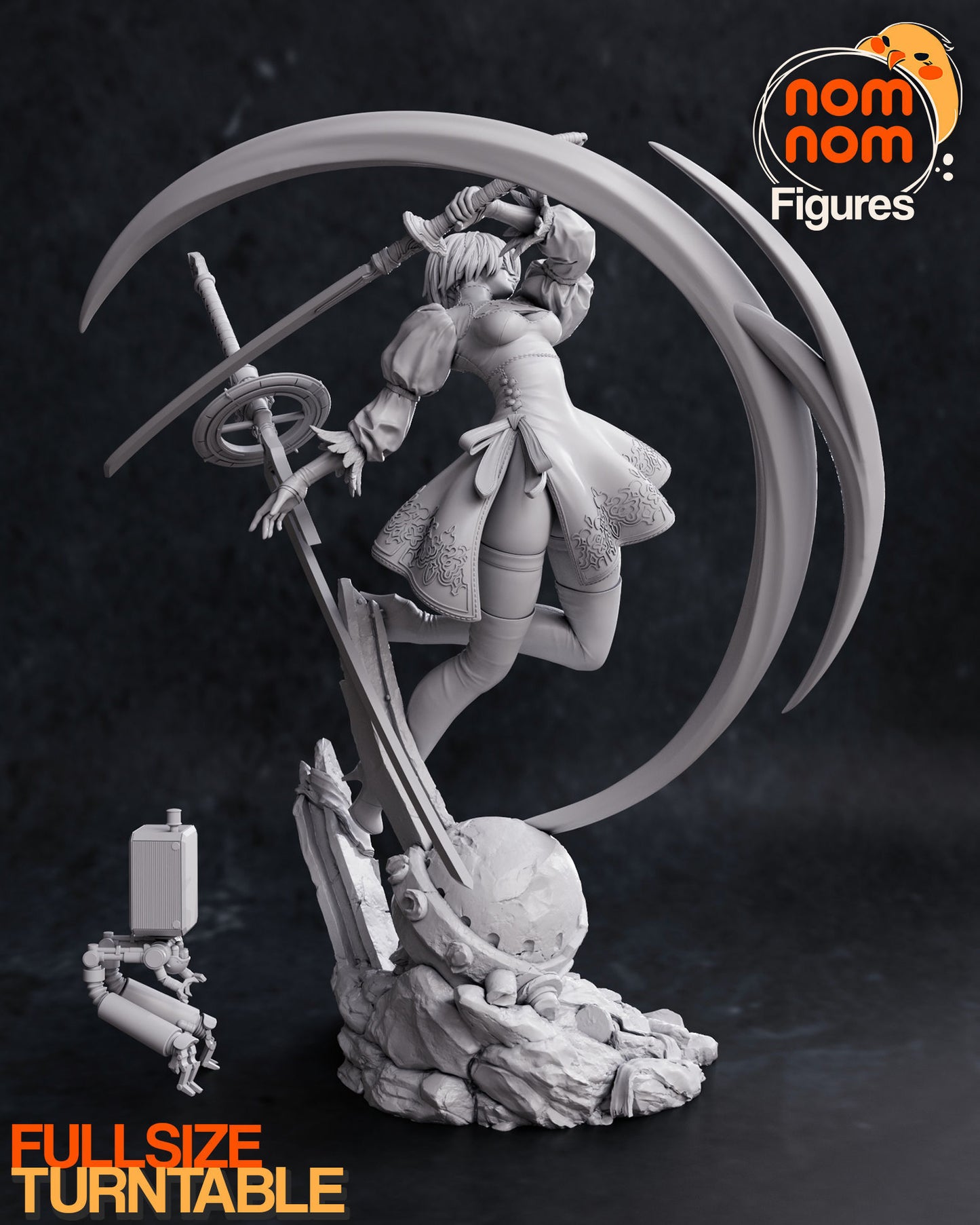 2B -Nier Automata Sculpt - by Nom Nom- Tabletop RPG Miniature - Roleplaying 3D Printed Fantasy Mini