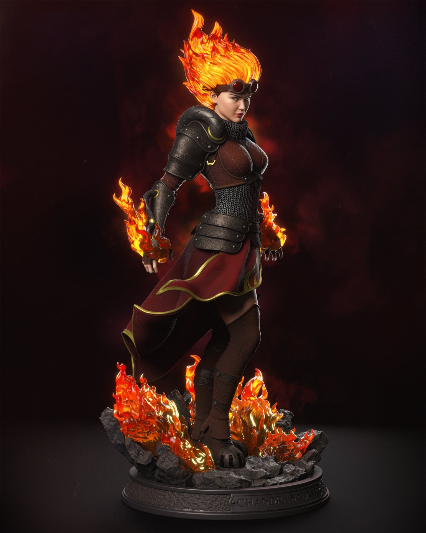 Chandra The Pyromancer Sculpture (75mm to 500mm) - Unassembled/Unpainted/3D Print