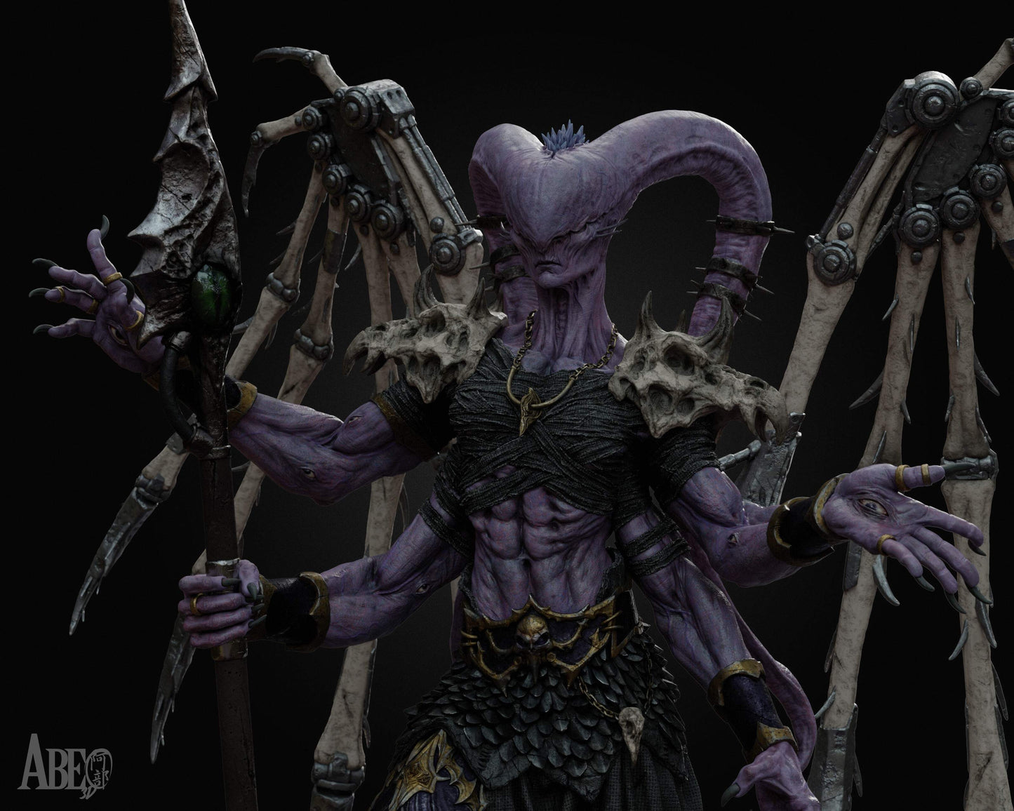 The Ninefold Sorcerer Sculpture (75mm to 500mm) - Unassembled/Unpainted/3D Print