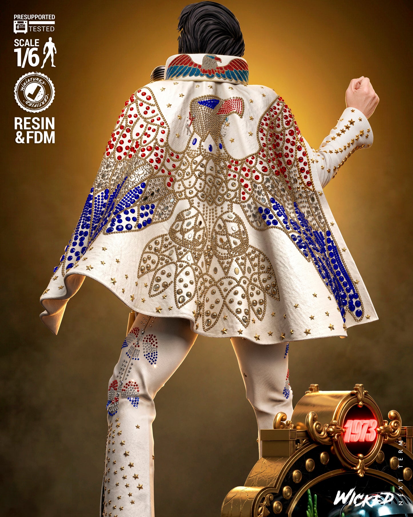 Elvis Presley Aloha from Hawaii Sculpture (75mm to 500mm) - Unassembled/Unpainted/3D Print