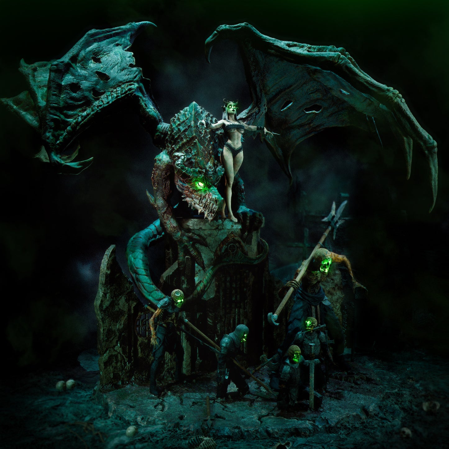 The Necromancer Diorama (75mm to 1000mm) - Unassembled/Unpainted/3D Print