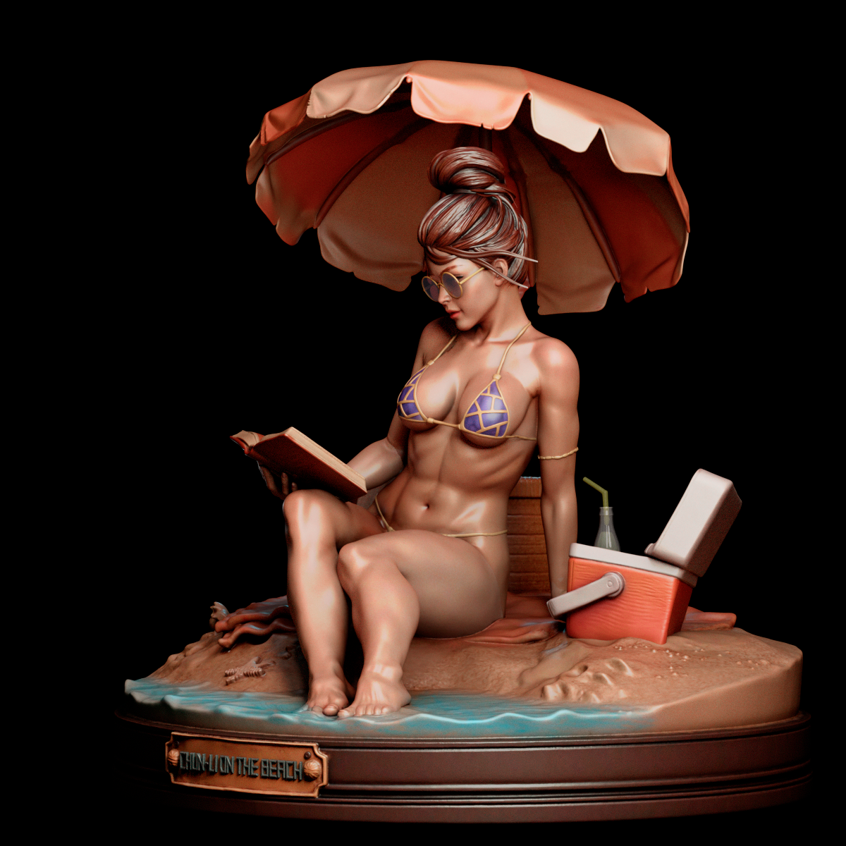 Chun-Li on the Beach Sculpture (75mm to 500mm) - Unassembled/Unpainted/3D Print