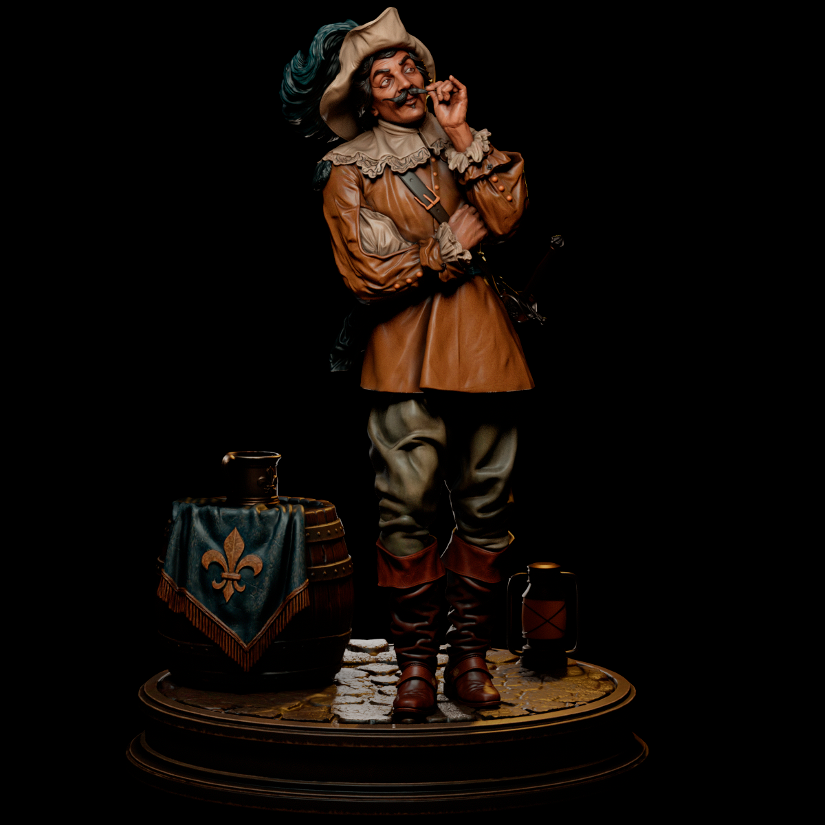 The Musketeer Sculpture (75mm to 500mm) - Unassembled/Unpainted/3D Print