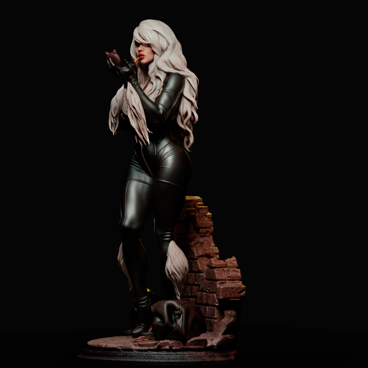 Black Cat Sculpture (75mm to 500mm) - Unassembled/Unpainted/3D Print