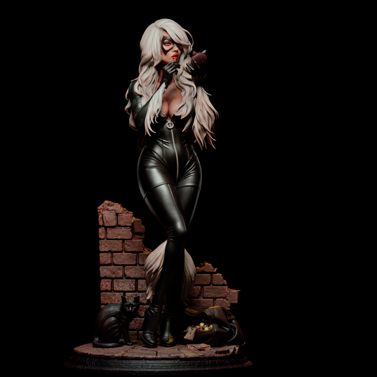 Black Cat Sculpture (75mm to 500mm) - Unassembled/Unpainted/3D Print