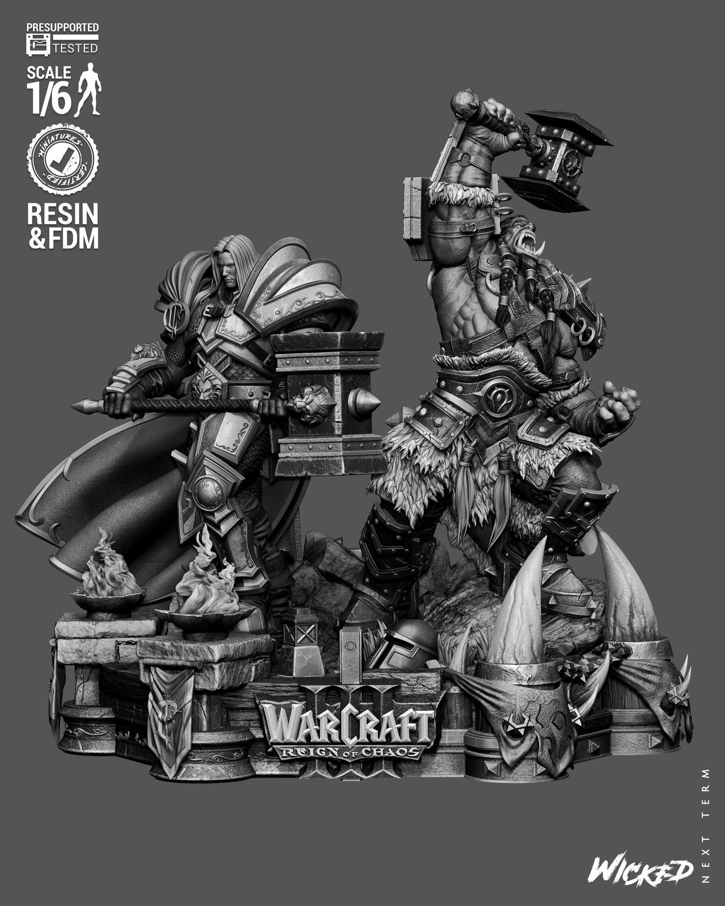 Warcraft Diorama (75mm to 500mm) - Unassembled/Unpainted/3D Print