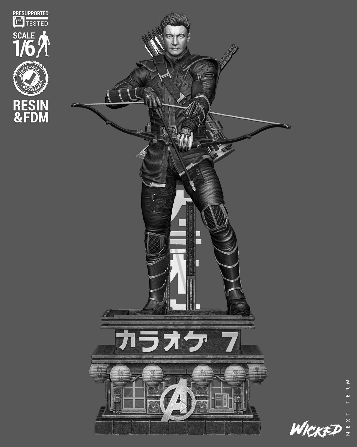 Clint Barton as Ronin Sculpture (75mm to 500mm) - Unassembled/Unpainted/3D Print