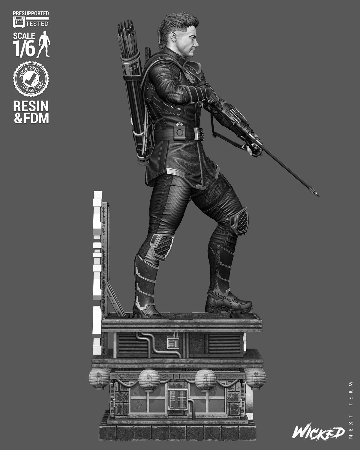 Clint Barton as Ronin Sculpture (75mm to 500mm) - Unassembled/Unpainted/3D Print