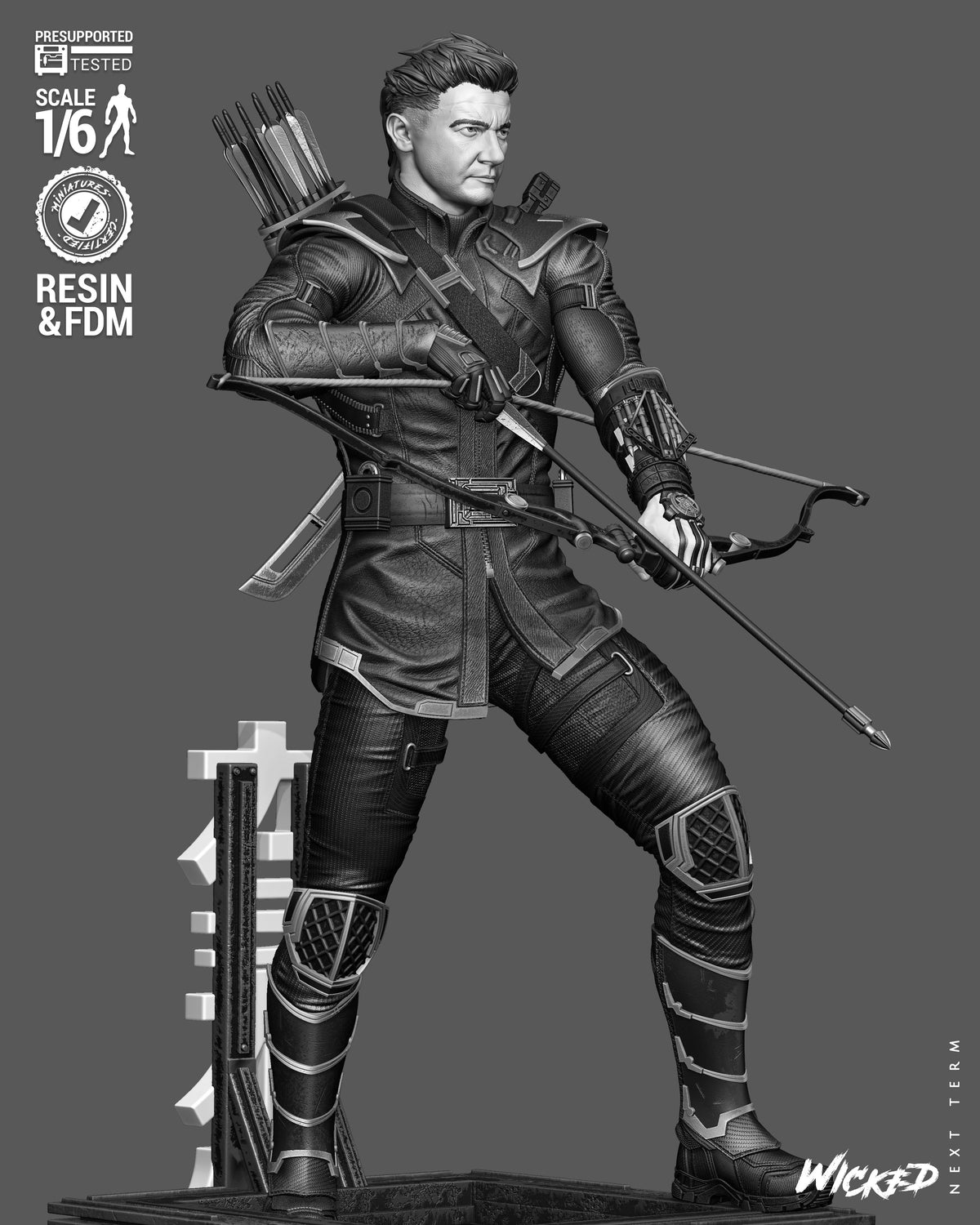 Clint Barton as Ronin Sculpture (75mm to 500mm) - Unassembled/Unpainted/3D Print