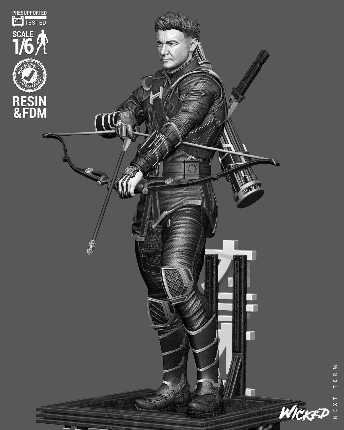 Clint Barton as Ronin Sculpture (75mm to 500mm) - Unassembled/Unpainted/3D Print