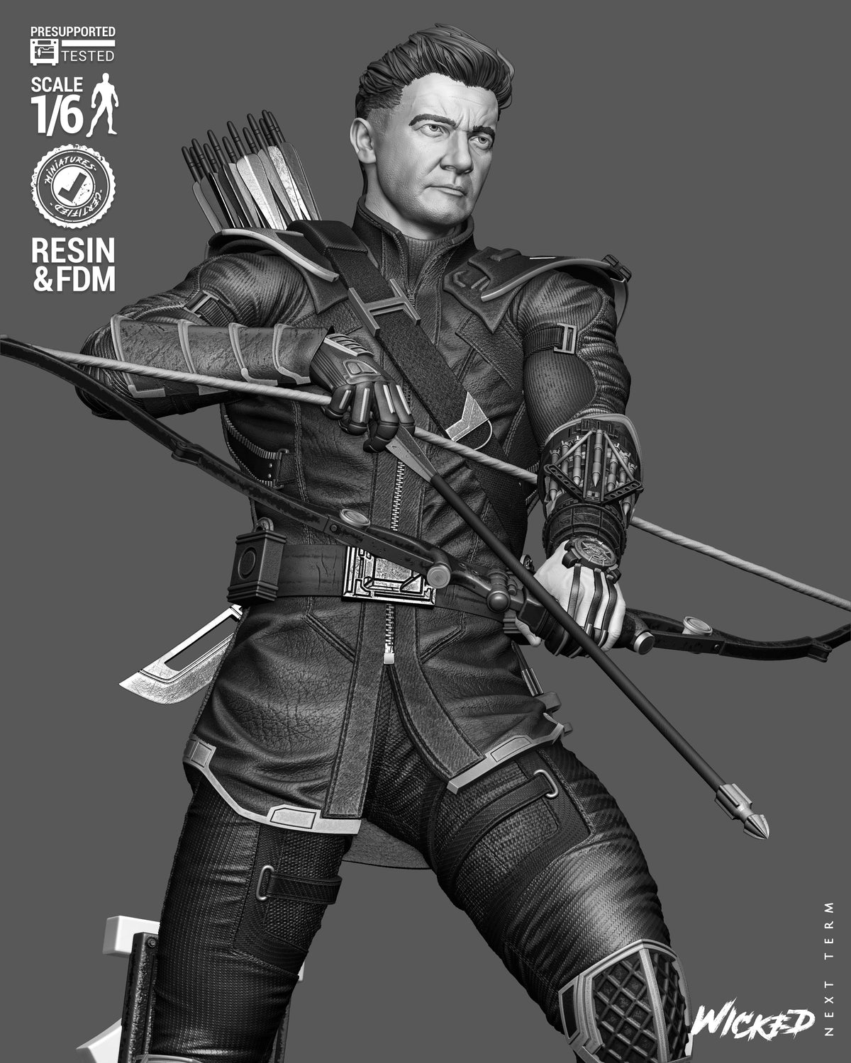 Clint Barton as Ronin Sculpture (75mm to 500mm) - Unassembled/Unpainted/3D Print