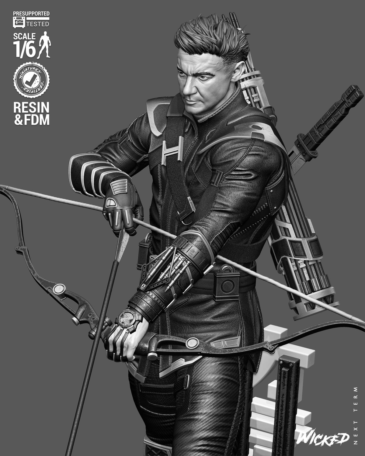 Clint Barton as Ronin Sculpture (75mm to 500mm) - Unassembled/Unpainted/3D Print