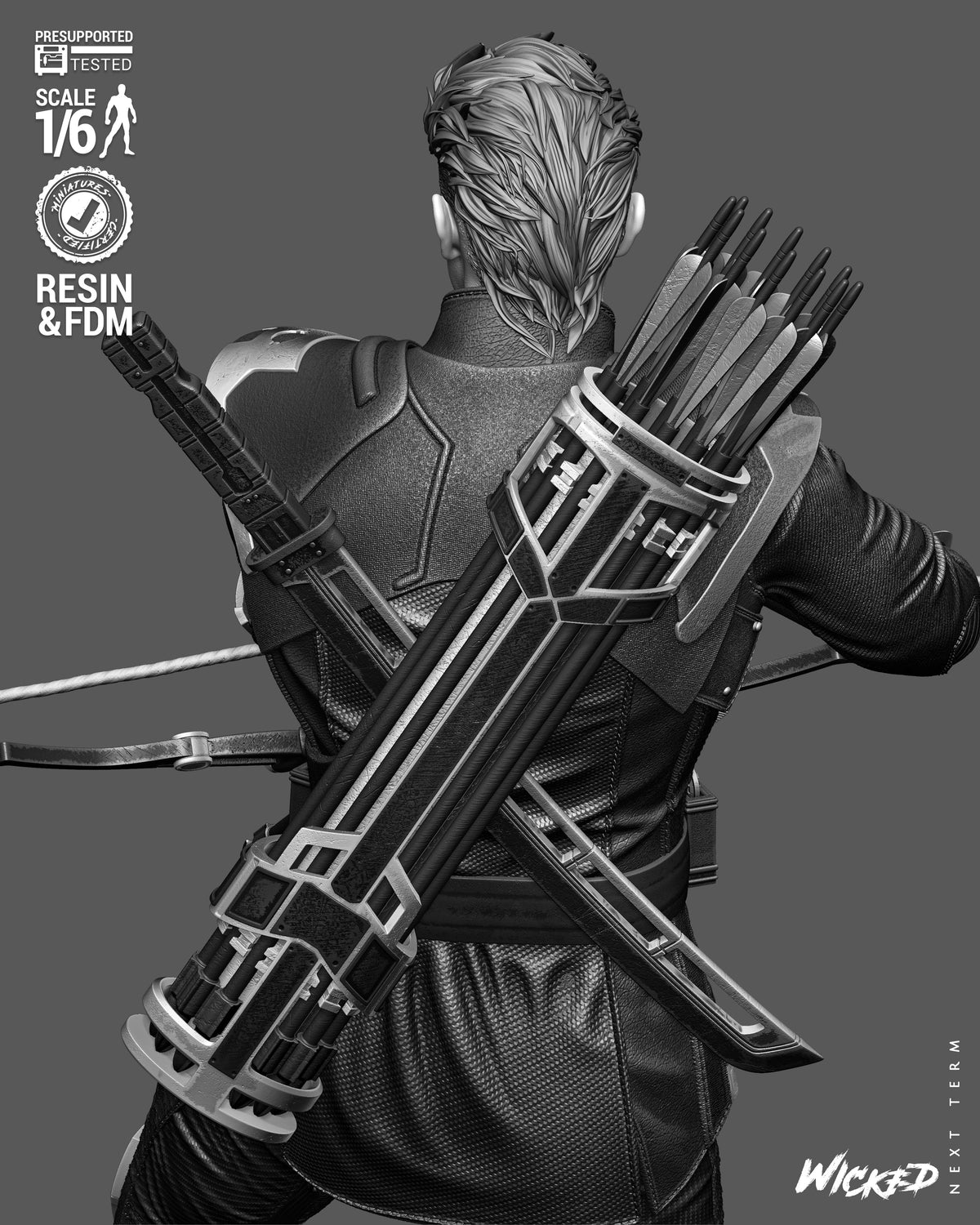Clint Barton as Ronin Sculpture (75mm to 500mm) - Unassembled/Unpainted/3D Print