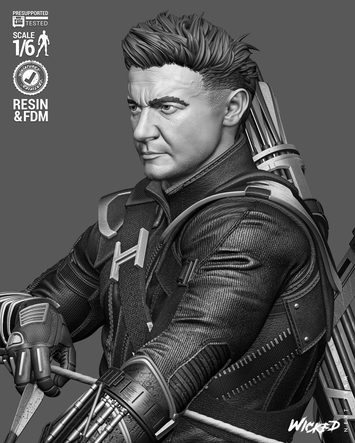 Clint Barton as Ronin Sculpture (75mm to 500mm) - Unassembled/Unpainted/3D Print