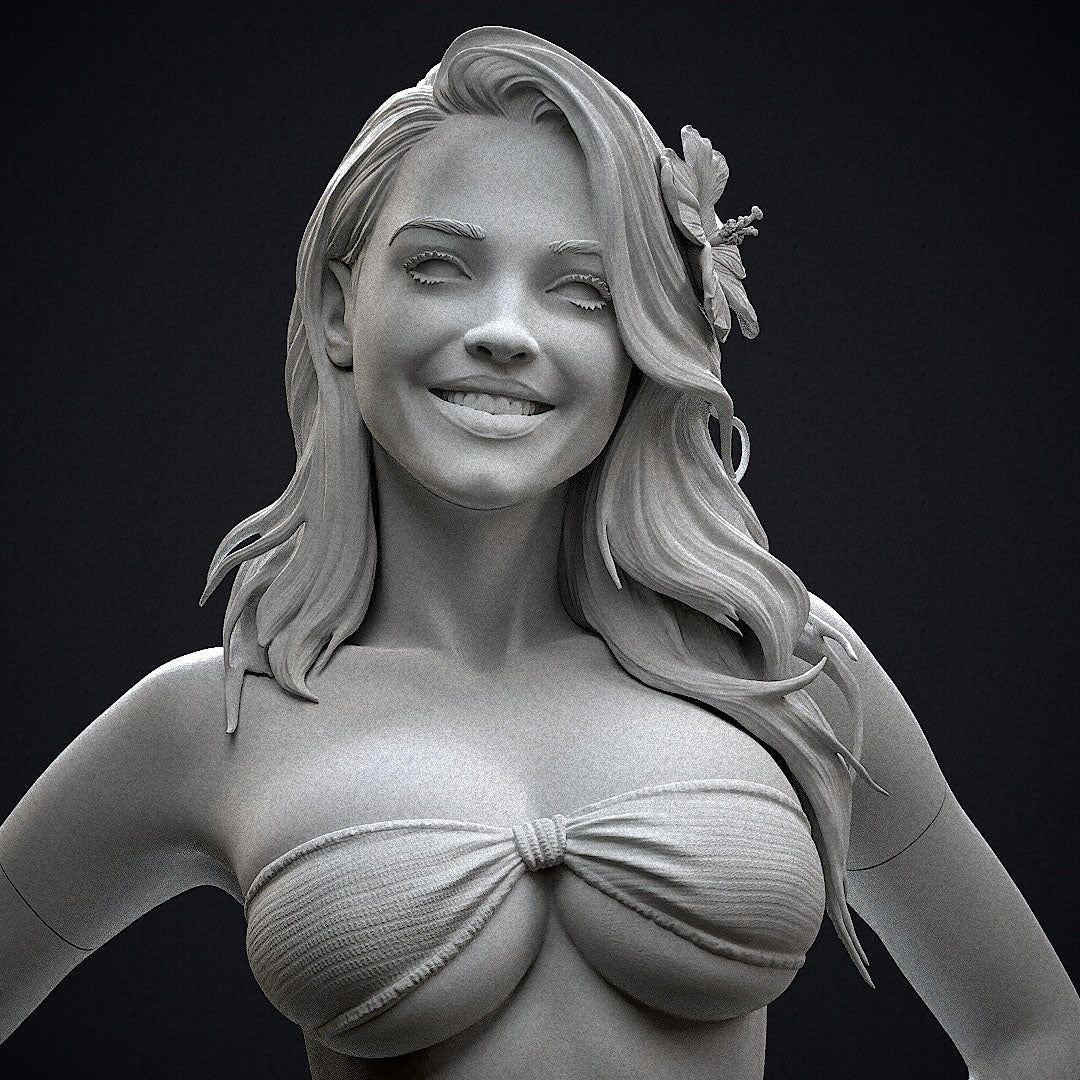 Bikini Girl Pin Up Sculpture (75mm to 500mm) - Unassembled/Unpainted/3D Print
