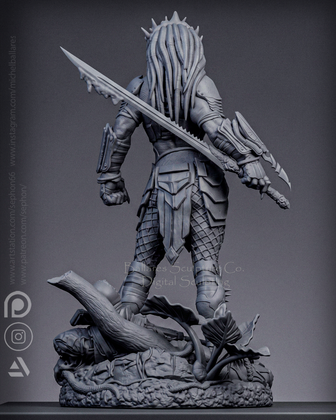 FEMALE PREDATOR Sculpture (75mm to 500mm) - Unassembled/Unpainted/3D Print