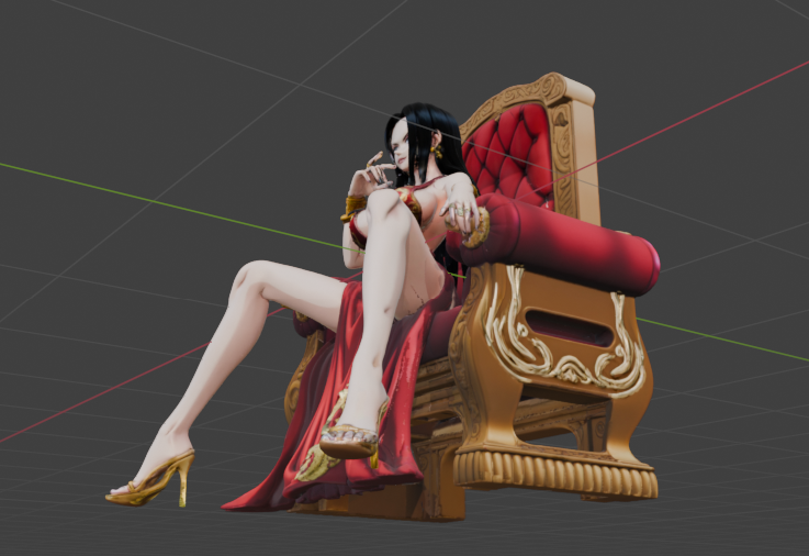 Boa Hancock on Throne Sculpture (75mm to 500mm) - Unassembled/Unpainted/3D Print
