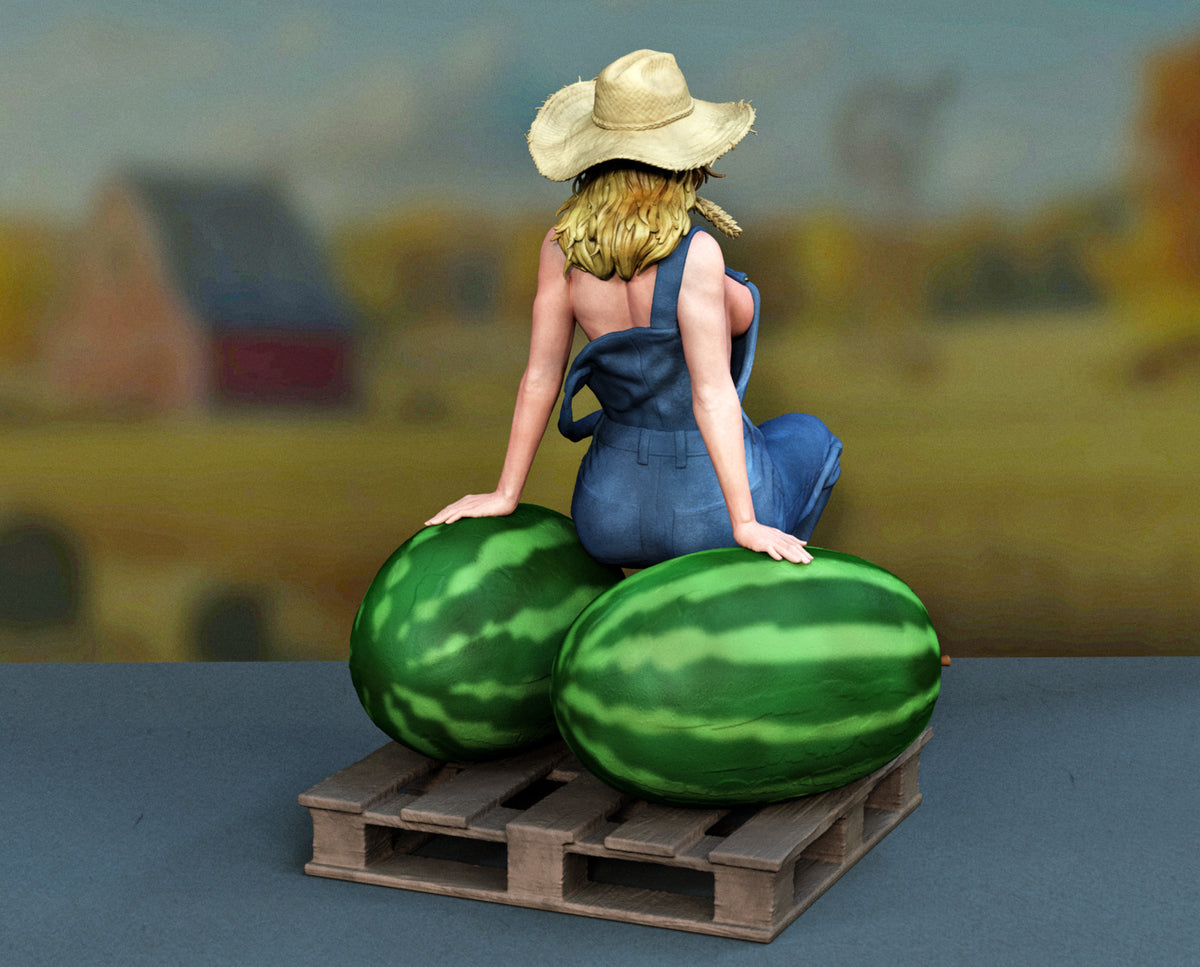 Country Girl Sculpture(75mm to 500mm) - Unassembled/Unpainted/3D Print