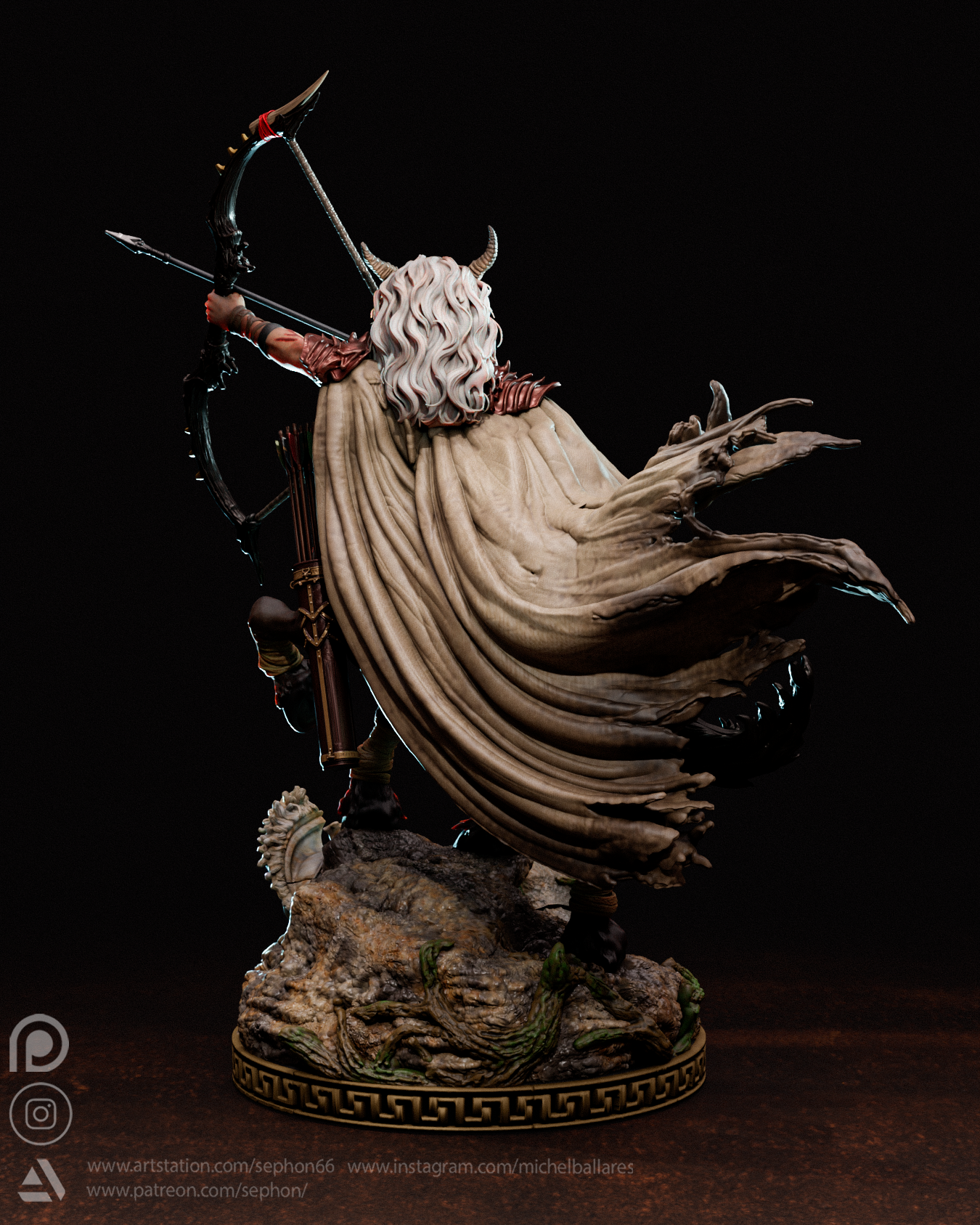 Centaur Huntress Sculpture (75mm to 500mm) - Unassembled/Unpainted/3D Print