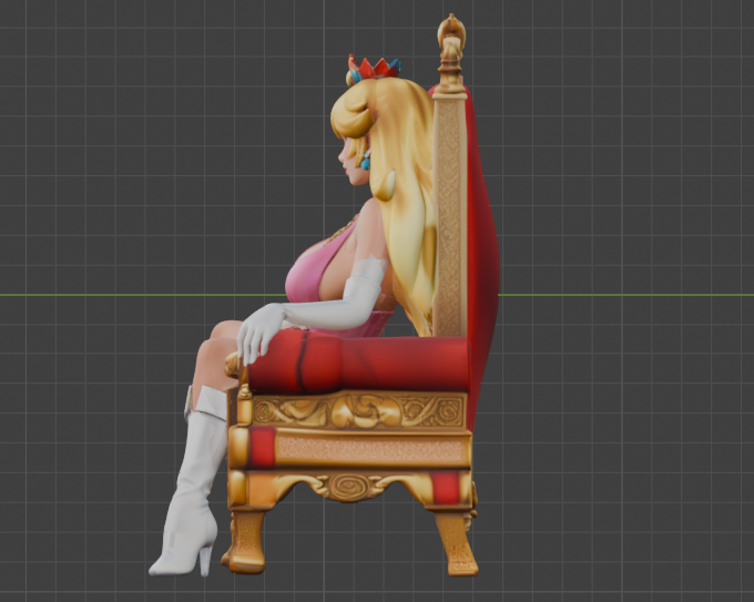 Princess Peach on Throne Sculpture (75mm to 500mm) - Unassembled/Unpainted/3D Print