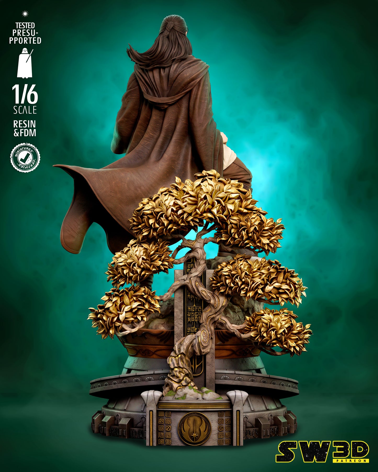 Qui-Gon Jinn Sculpture (75mm to 500mm) - Unassembled/Unpainted/3D Print